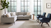 Caption: Sectional in Charles Aluminum Fabric| Lifestyle