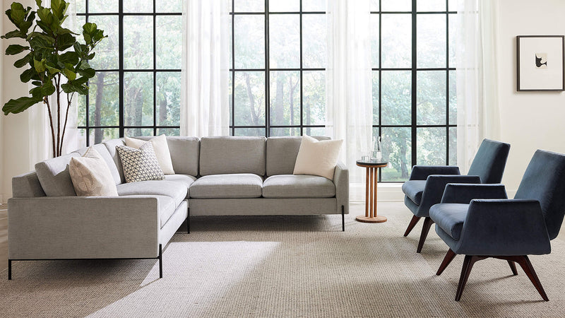 Caption: Sectional in Charles Aluminum Fabric | Lifestyle