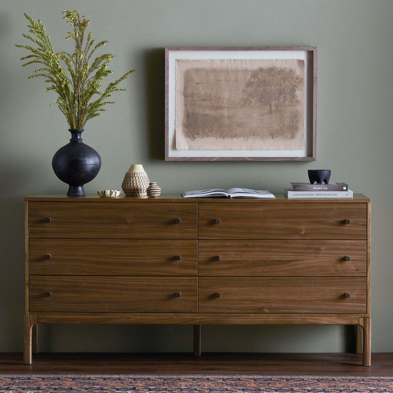 all modern dorinda dresser Dorinda Groove 6 Drawer Double Dresser, Caramel (#K4929)