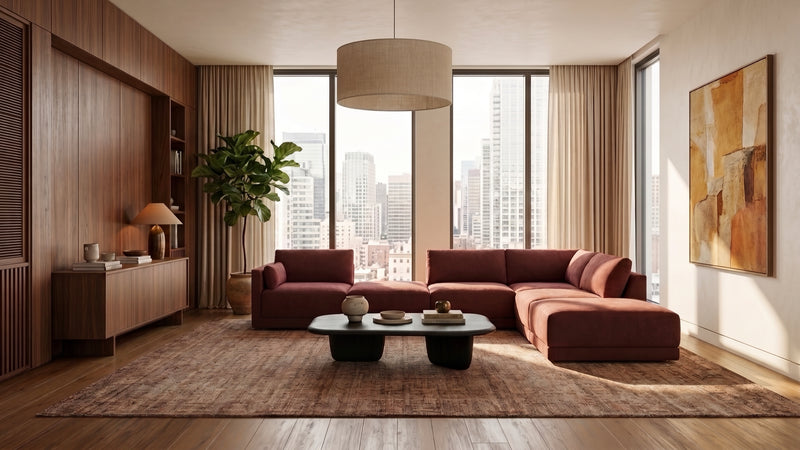 Caption: Shown in Eileen Cabernet | Lifestyle