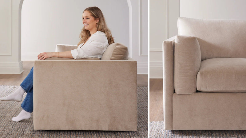 Caption: Shown in Becket Beige • Model is 5'4" | Lifestyle