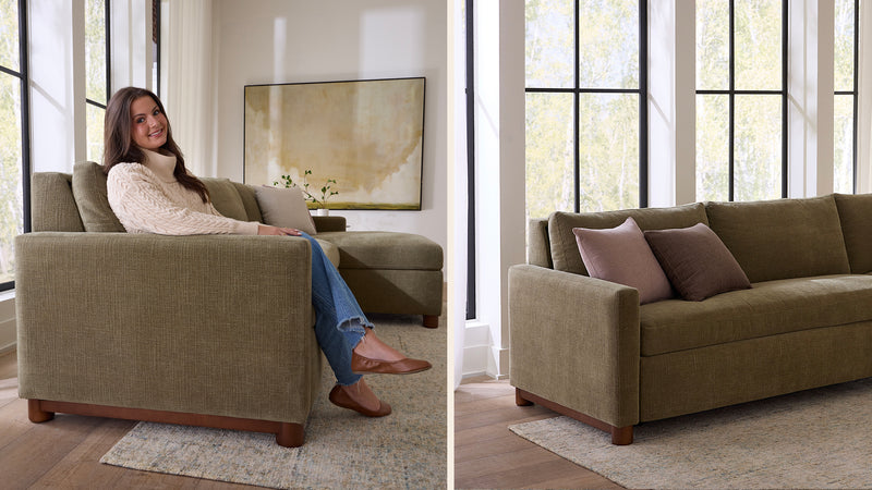 Caption: Shown in Arden Olive • Model is 5'3" | Lifestyle