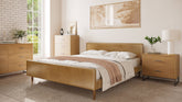 BenchMade Modern Skinny Fat Upholstered Bed in Sugar Cookie Leather