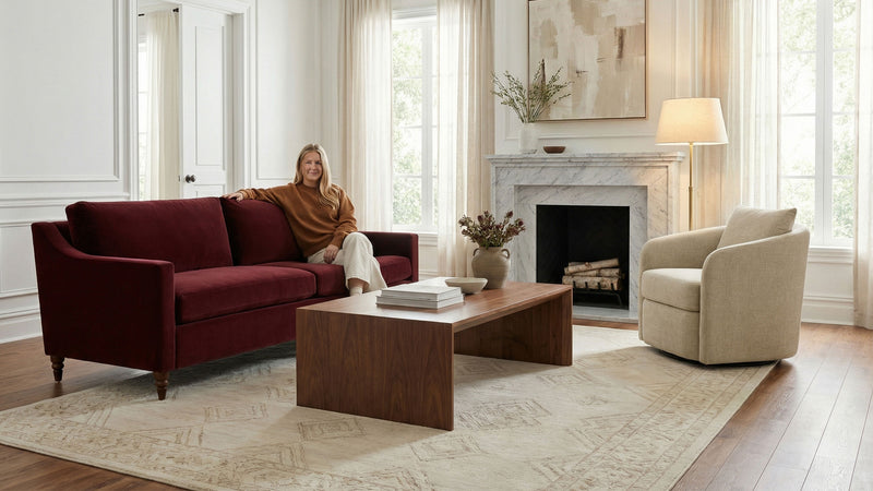 Caption: Shown in Eileen Cabernet | Lifestyle